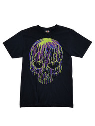 Mens Black Dripping Skull Graphic Halloween T-Shirt
