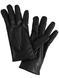 Womens Black Leather-look Text & Tech Gloves Touch Screen Compatible