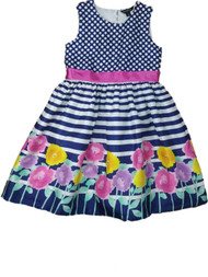 Big Girls Polka Dot Striped Floral Holiday Party Silky Flower Girl Dress
