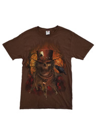 Mens Brown Evil Scarecrow Graphic Halloween T-Shirt