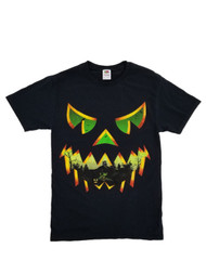 Mens Black Jack-O-Lantern Haunted House Scene Graphic Halloween T-Shirt