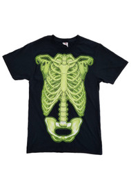 Mens Black Skeleton Costume Graphic Halloween T-Shirt