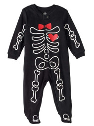 Infant Boys Halloween Sleeper Black Bow Tie & Heart Skeleton Sleep & Play