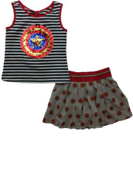 Girls Marvel Captain America Stripes & Shield Reversible Sequin Outfit