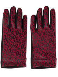 Womens Burgundy Red Leopard Print Stretch Fit Texting & Tech Gloves