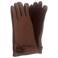 Womens Burgundy Houndstooth Stretch Fit Texting & Tech Touchscreen Gloves