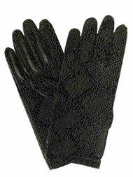 Womens Shimmery Black Snake Print Stretch Fit Driving Gloves Animal Print