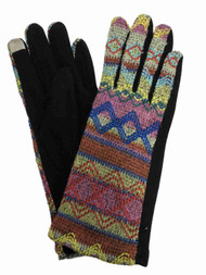 Womens Colorful Pink Zigzag Stripe Stretch Fit Texting & Tech Touchscreen Gloves