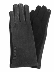 Womens Black & Silver Metallic Stretch Fit Texting & Tech Touchscreen Gloves