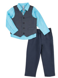 Infant & Toddler Boys Suit Blue & Black Pin Stripe Holiday Dress Up Outfit