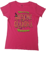 Womens Hot Pink Awesome Grandma Costume Halloween Tee Shirt Spider Web T-Shirt