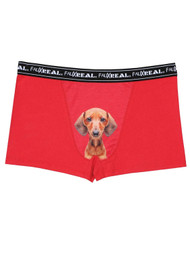 Faux Real Mens Funny Red Weiner Dog Boxer Briefs Dachshund Boxer Shorts