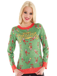 Faux Real Womens Santa Sock Monkey Ugly Christmas Sweater Holiday T-Shirt