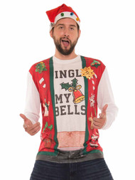 Faux Real Mens Jingle My Bells Ugly Christmas Sweater Beer Belly Holiday T-Shirt
