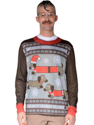 Faux Real Mens Weiner Wonderland Ugly Christmas Sweater Dog Holiday Shirt Small