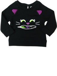 Infant & Toddler Girls Black Kitty Kitten Cat Halloween Pull Over Sweatshirt