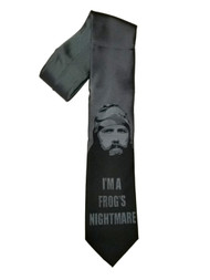 Men's Black neck tie, Duck Dynasty Jase Robertson "Frog's nightmare" Necktie