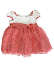 Infant Girls Peach & White Satin & Tulle Easter & Holiday Baby Dress