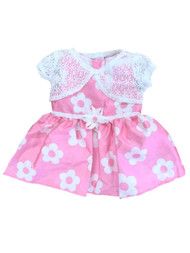 Infant Girls Pink Floral Satin Easter & Holiday Baby Dress & Lace Jacket