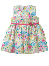 Infant Girls Pink & Green Shimmer Floral Easter & Holiday Baby Dress