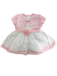 Infant Girls White Eyelet Easter & Holiday Baby Dress & Pink Lace Jacket