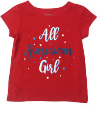 Toddler Girls Red All American Girl Patriotic Fourth Of July Holiday T-Shirt