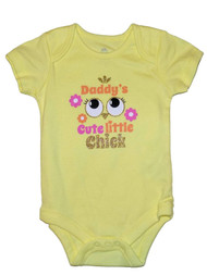 Infant Girls Daddys Cute Little Chick Yellow Easter Creeper Bodysuit Romper