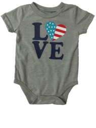 Infant Toddler Gray Love USA Single Outfit Fourth Of July Baby Bodysuit