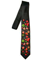 Men's Black Neck Tie Christmas Candy Holiday Necktie