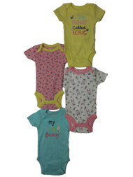 Infant Girls Floral Little Bunny Rabbit Outfit Single Bodysuit Set