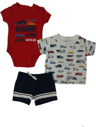 Carters Infant Boys Cars Ambulance & Firetrucks 3 Piece Outfit Shorts Set