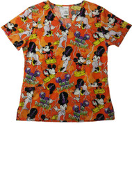 Disney Womens Minnie & Mickey Mouse Medical Smock Nurse Scrubs Shirt Top