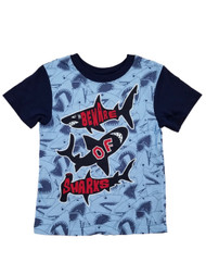 Toddler Boys Blue Beware Of Sharks Graphic Tee T-Shirt