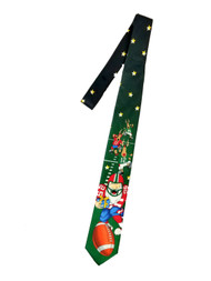 Men's Black Green Christmas Neck Tie Santa Quarterback Football Holiday Necktie