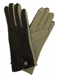 David & Young Womens Brown & Tan Color Block Stretch Fit Texting & Tech Gloves
