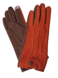 David & Young Womens Orange & Brown Colorblock Stretch Fit Texting & Tech Gloves