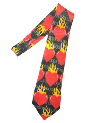 Mens Black XOXO Burning Hearts Neck Tie  Valentines Necktie