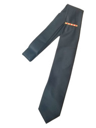 Men's Black Neck Tie with Candy Cane Tie Clip Holiday Necktie