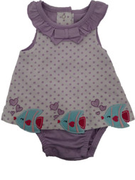 White & Purple Polka Dot Fish Infant Toddler Single Romper Outfit Baby Bodysuit