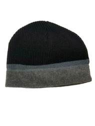 Men's Black and Grey Winter Reversible Beanie Stocking Cap Hat