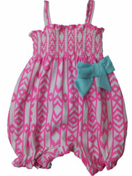 Infant Girls Neon Pink Tribal Print Single Romper Outfit Baby Bodysuit