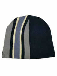 Men's Navy Black Grey Blue Stripe Winter Beanie Stocking Cap Hat