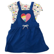 Carters Infant Girls Baby Outfit Blue Heart Coverall Jumper Dress & Bodysuit