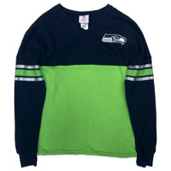 NFL Junior Womens Blue & Green Seattle Seahawks Football Sweatshirt Sweat Shirt