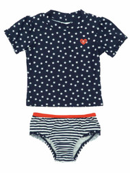Infant Girls Patriotic USA Stars & Stripes 2 Pc Rash Guard Swimming Suit 12m