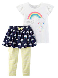 Carters Infant Girls Rainbow Baby Outfit Smile Shirt & Yellow Tutu Leggings