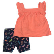 Carters Infant Girls Orange & Blue Sunglasses Baby Outfit Shirt & Shorts