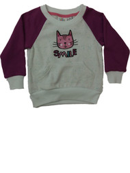 Infant Girls Glitter Kitty Cat Kangaroo Pouch Pullover Baseball Sweatshirt