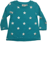 Infant Girls Turquoise Blue & Silver Star Pullover Sweatshirt
