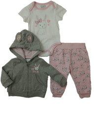 Infant Girls Gray Some Bunny Loves Me Bodysuit Sweater 3-PC Outfit